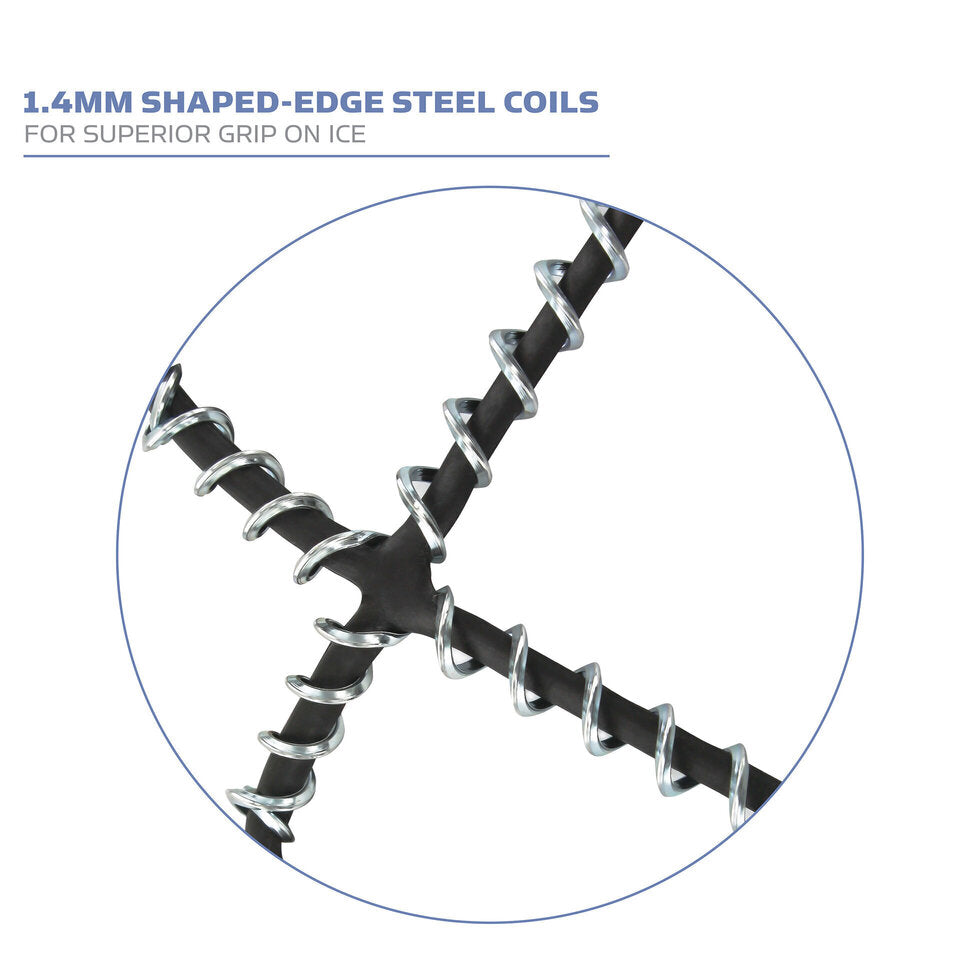 Durable Yaktrax Pro traction cleats with 1.4 mm steel coils