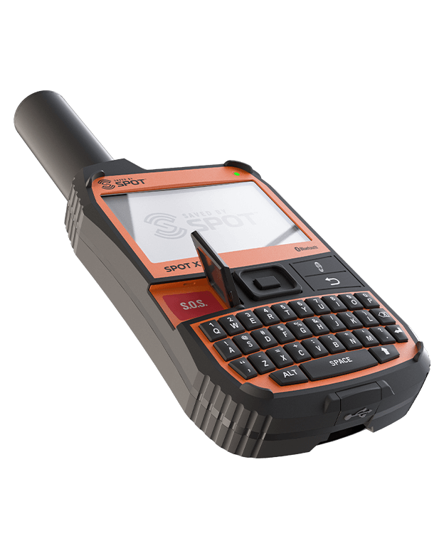 SPOT X Bluetooth satellite communicator paired with smartphone
