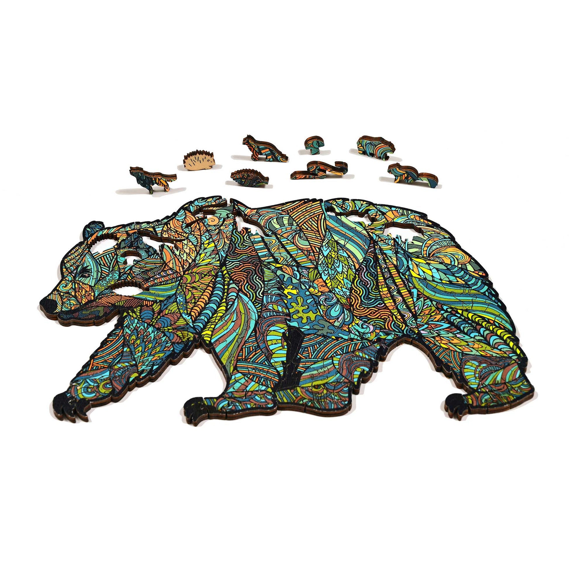 GSI Outdoors Grizzly Bear Wood Puzzle featuring wildlife artwork and wooden puzzle pieces.