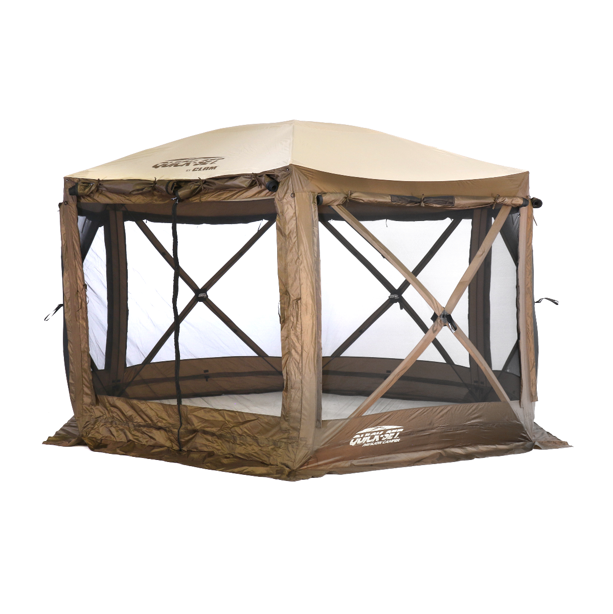 Built-in wind panels with zippered sides and roll-up windows for adjustable airflow and privacy