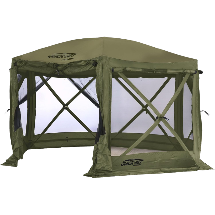 Portable Clam Quick-Set Pavilion screen shelter with zip-down wind/ privacy panels