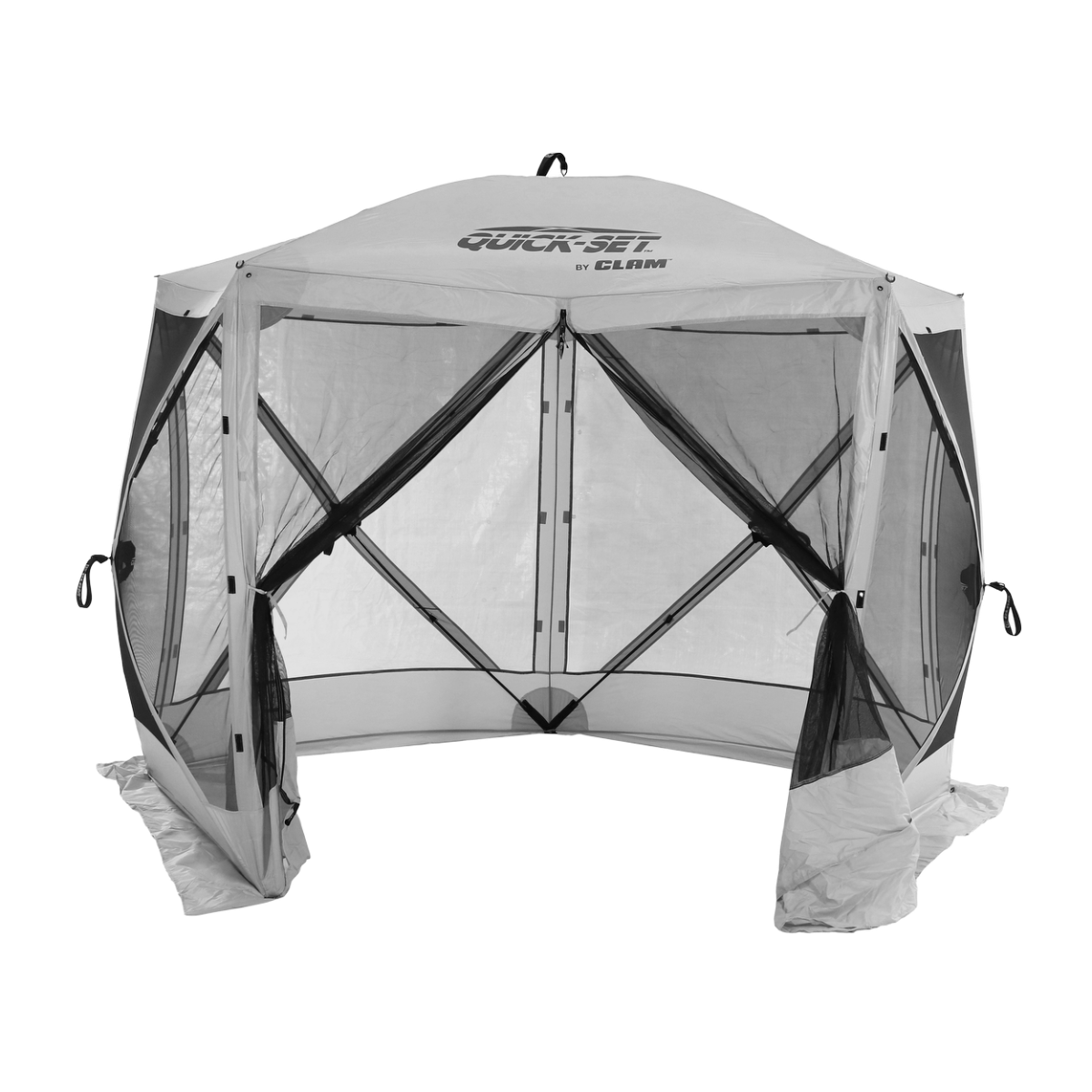 Packed Clam Quick-Set Venture 9×9 portable screen tent in carry bag ready for travel
