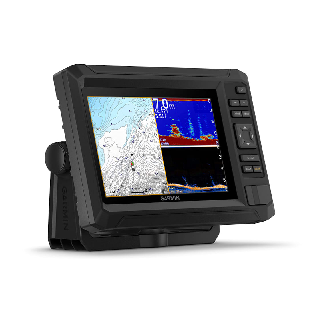 2. Garmin ECHOMAP UHD2 showing CHIRP traditional and ClearVü sonar views
