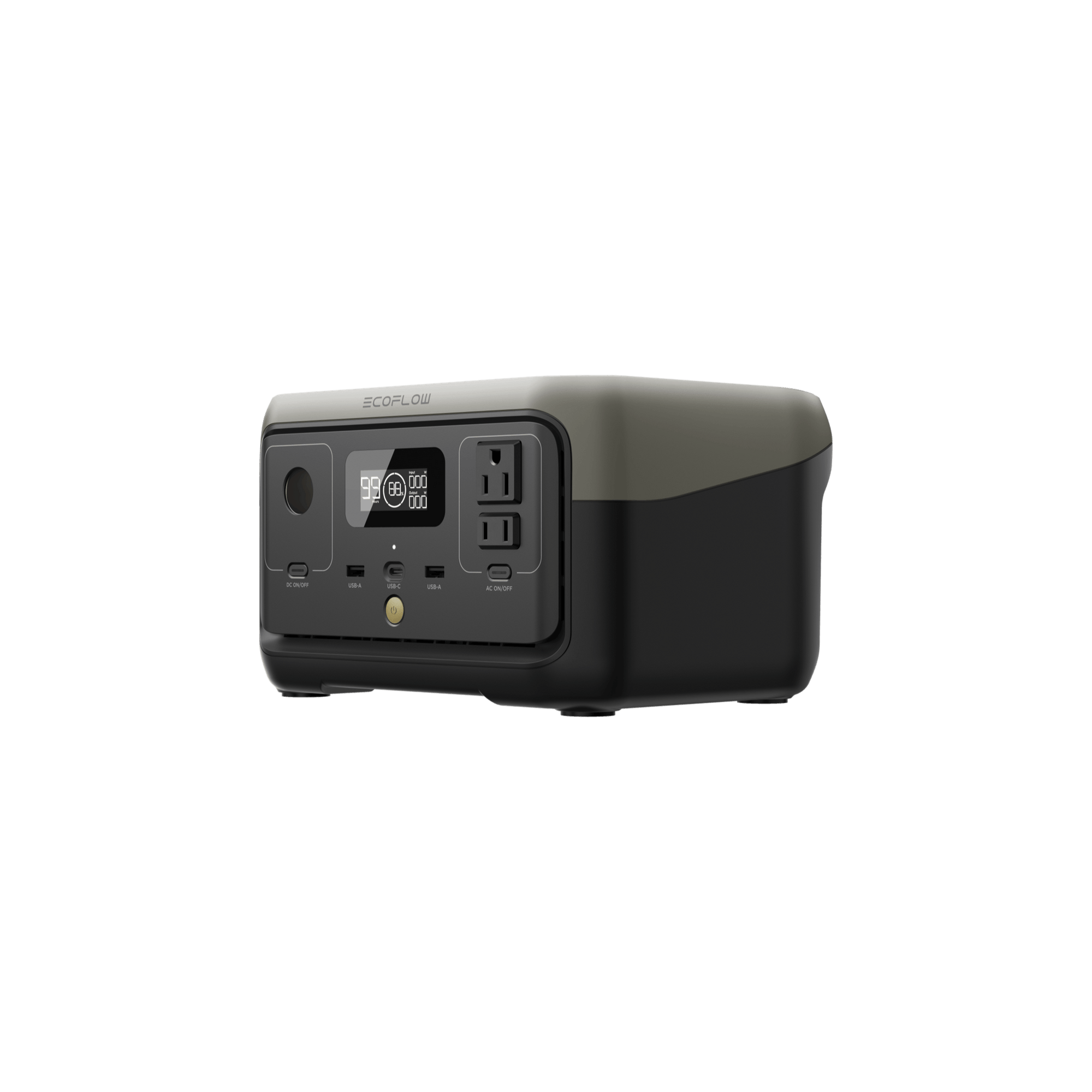 Portable power station showing AC, USB-C, USB-A, and DC output ports
