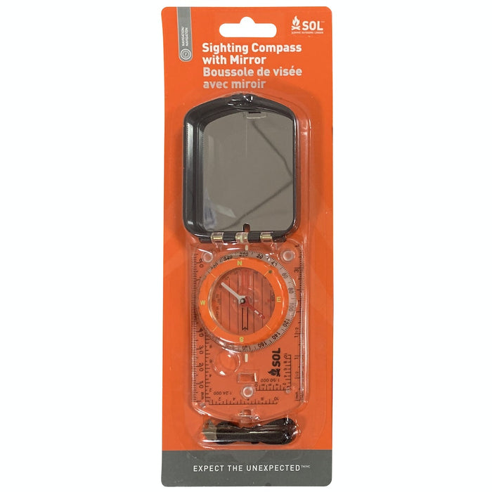 Sighting Compass with adjustable declination and sighting mirror

