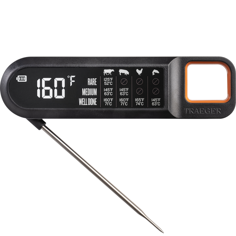 Traeger Digital Food Thermometer with Large LCD Display and Built-In Temperature Guide
