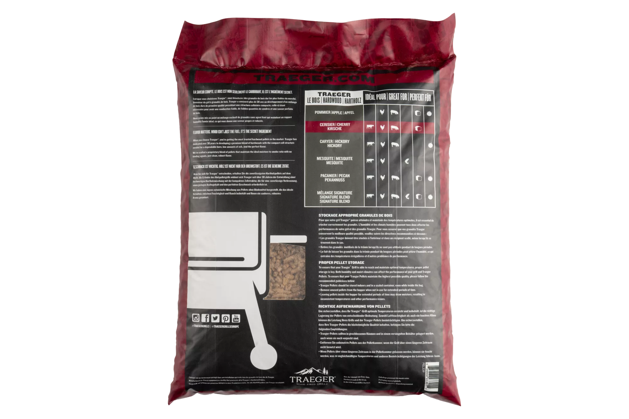 Cherry flavored wood pellets for Traeger grill sweet smoke for beef chicken pork