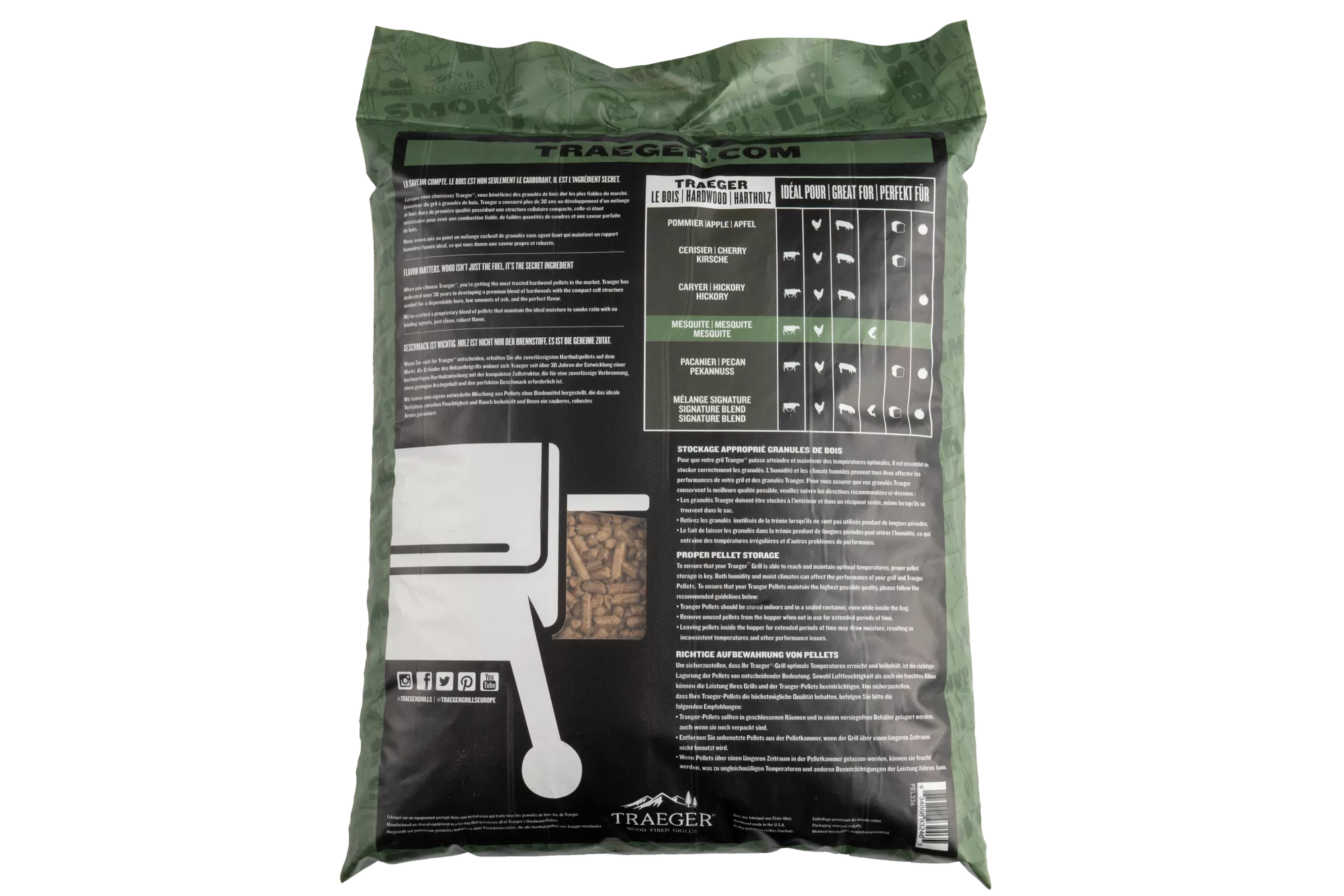 Strong mesquite hardwood pellets for chicken beef and fish grilling smoke flavor