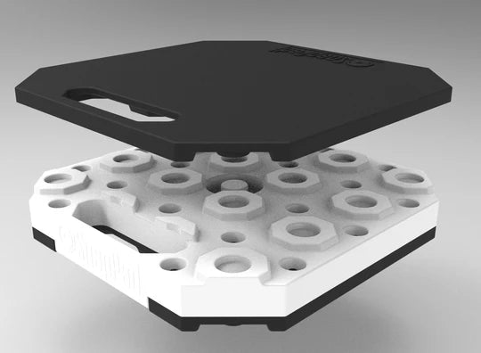 StakPad™ RV jack pad 12x12x1.75 inches without rubber top, robust plastic core for heavy-duty support under tires or jacks