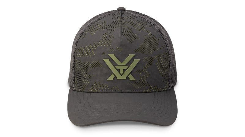 Camo mesh snapback hunting cap with structured front Charcoal