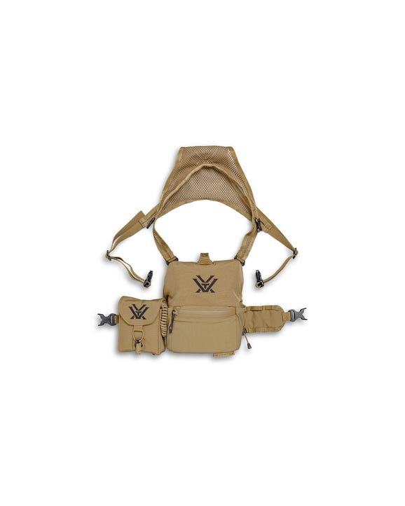 GlassPak Pro hunting harness for binoculars with durable padded storage system