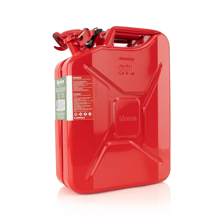 Wavian 20L NATO-spec steel fuel jerry can with safety spout