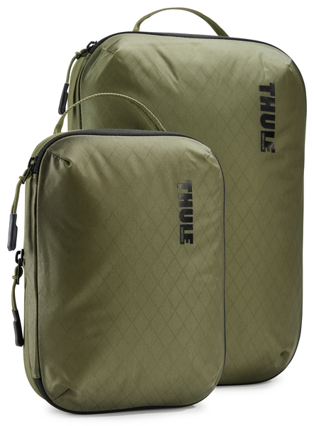 Thule Compression Packing Cube Set in small and medium sizes, maximizing packing space.