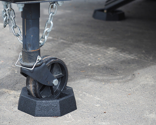 SnapPad The Donut preventing trailer tongue jack wheel from rolling