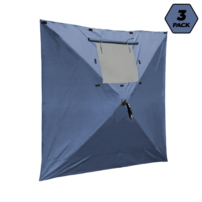 Quick-Set screen tent wind panels with roll-up mesh window and Velcro attachment