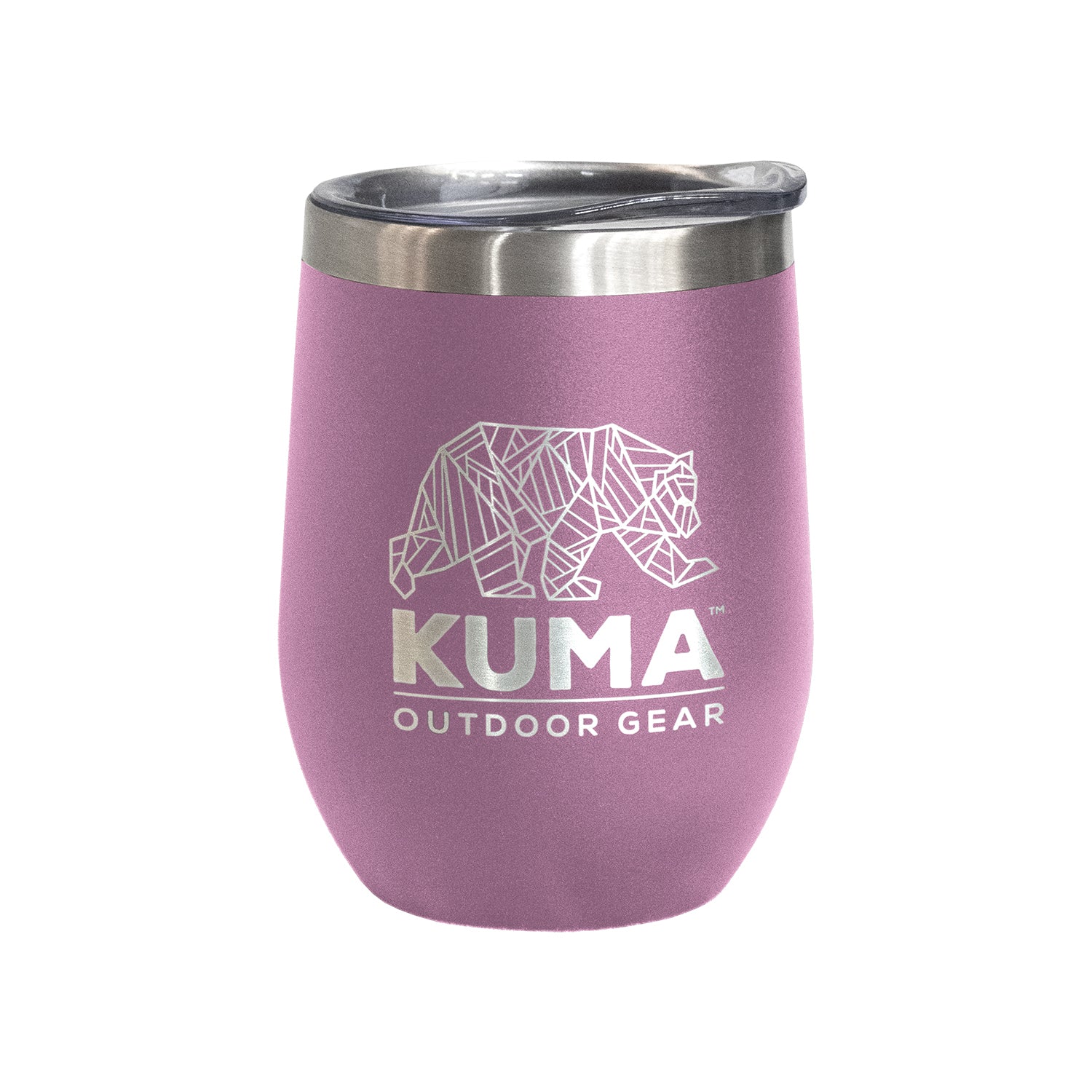 Compact 12 oz stainless steel tumbler with vacuum insulation and a spill-resistant lid, ideal for wine and other beverages