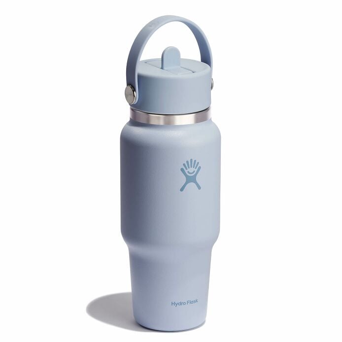 Leakproof Flex Straw Cap on insulated wide mouth travel bottle for easy sipping