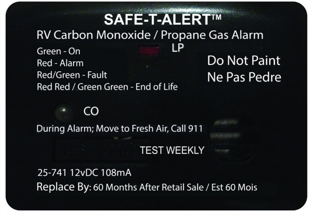Safe-T-Alert 25-741-BL Mini détecteur de gaz monoxyde de carbone/LP série 25 - Montage en surface - Noir