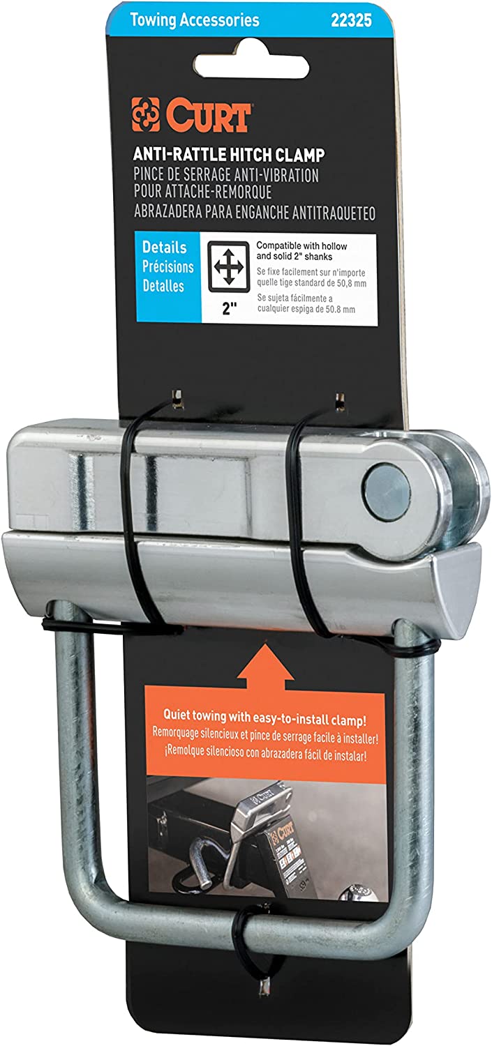 CURT 22325 No-Tool Anti-Rattle Hitch Clamp Tightener for 2-Inch Receiver, Hollow or Solid Shanks , Black