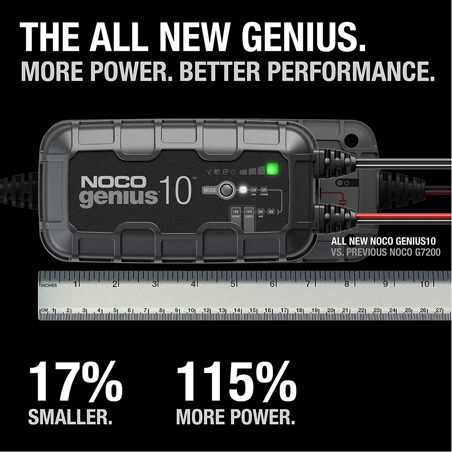 NOCO GENIUS10, 10-Amp Fully-Automatic Smart Charger, 6V And 12V Battery Charger