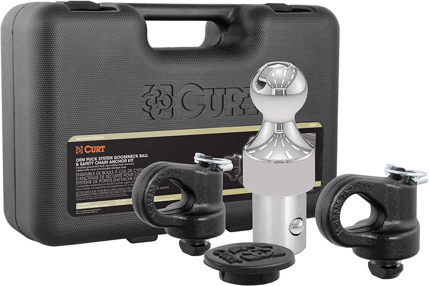 CURT Manufacturing 60692 Gooseneck Ball and Safety Chain Anchor Kit for GM (Fits GM Pickup Trucks with Factory Tow Packages, OEM Compatible)