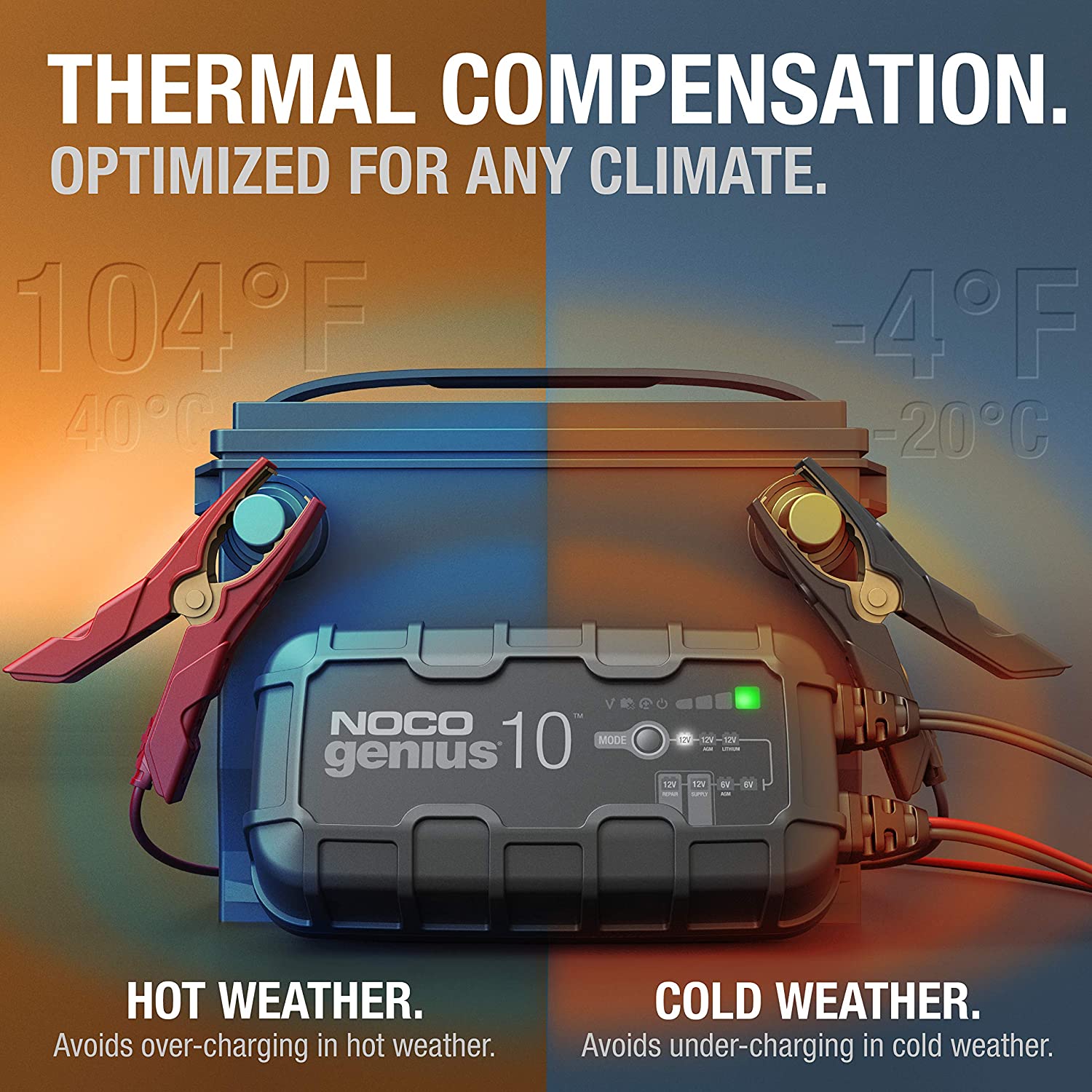 NOCO GENIUS10, 10-Amp Fully-Automatic Smart Charger, 6V And 12V Battery Charger