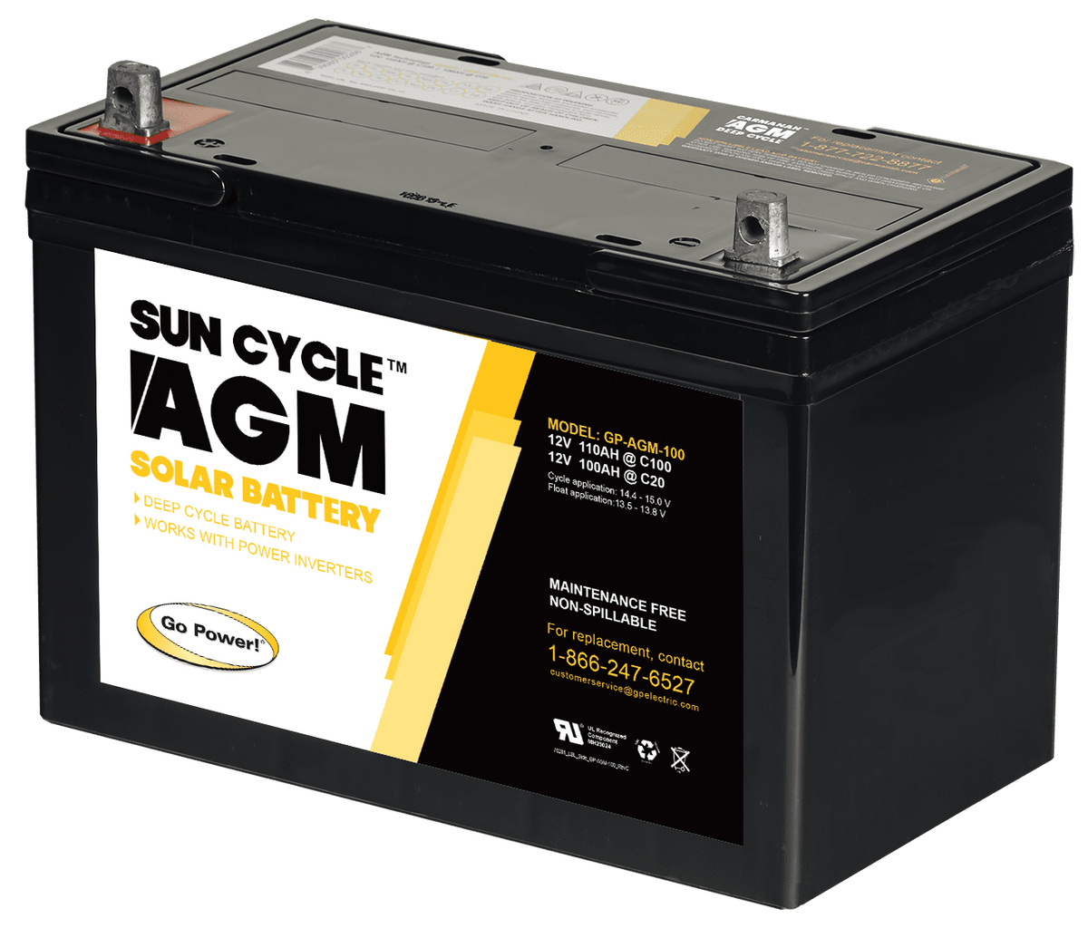 Go Power! 12 Volt Sun Cycle AGM Solar Battery GP-AGM-100