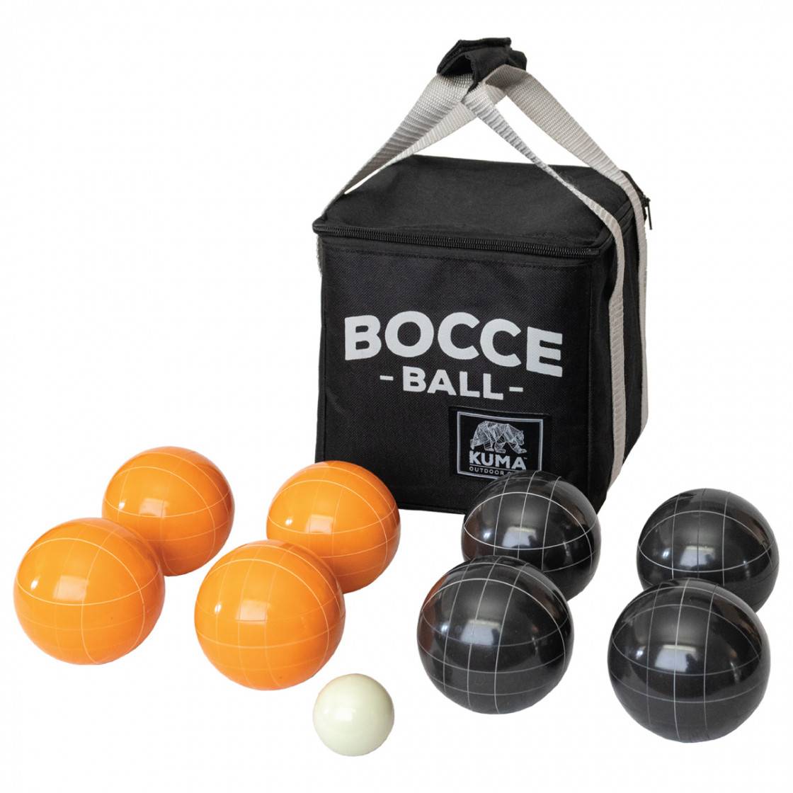 Kuma Bocce Ball Set carry bag with eight poly-resin bocce balls